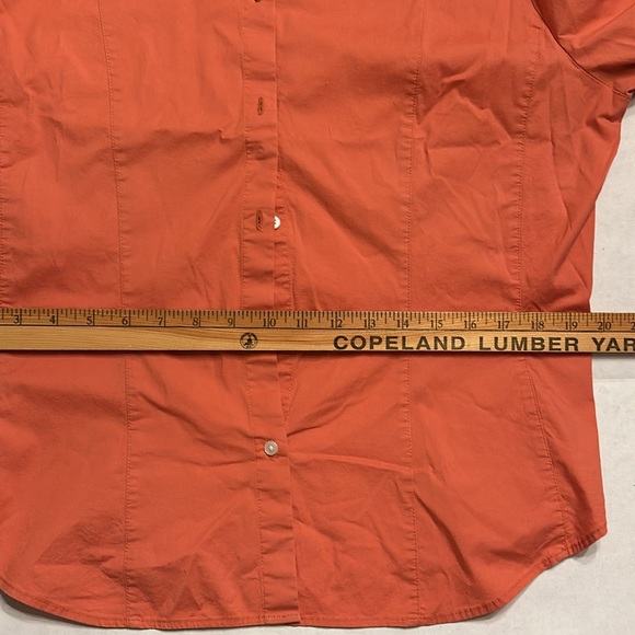 Bass Stretch XL Ladies Princess Seam Button Down 3/4 Sleeve Shirt Pumpkin Color - Picture 7 of 8